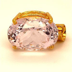 Pink Kunzite 23.80ct Solid 18K Yellow Gold Pendant